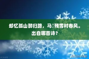 却忆孤山醉归路，马蹏残雪衬春风。出自哪首诗？