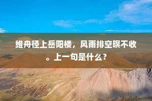 维舟径上岳阳楼，风雨排空暝不收。上一句是什么？