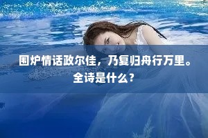 围炉情话政尔佳，乃复归舟行万里。全诗是什么？