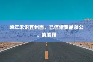 顷年未识宜州面，已信诸贤品藻公。的解释