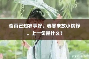 夜雨已知农事好，春寒未放小桃舒。上一句是什么？