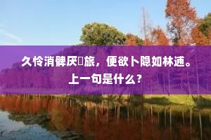 久怜消髀厌羇旅，便欲卜隐如林逋。上一句是什么？