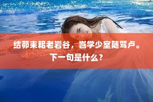 结茆耒耜老岩谷，岂学少室随驾卢。下一句是什么？