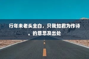 行年未老头全白，只我知君为作诗。的意思及出处