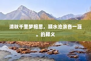 清秋千里梦相思，颍水沧浪各一涯。的释义