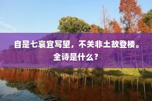 自是七哀宜写望，不关非土故登楼。全诗是什么？