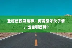登临感慨寻常事，何况衰年父子情。出自哪首诗？