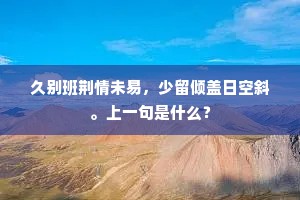 久别班荆情未易，少留倾盖日空斜。上一句是什么？