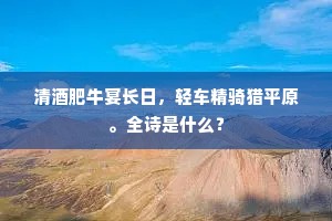 清酒肥牛宴长日，轻车精骑猎平原。全诗是什么？