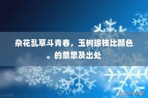 杂花乱草斗青春，玉树琼枝比颜色。的意思及出处