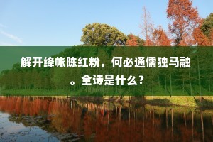 解开绛帐陈红粉，何必通儒独马融。全诗是什么？