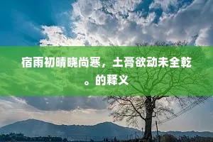 宿雨初晴晓尚寒，土膏欲动未全乾。的释义