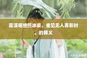 霜溪咽绝照冰姿，谁见无人弄影时。的释义