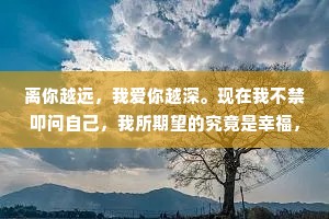 离你越远，我爱你越深。现在我不禁叩问自己，我所期望的究竟是幸福，还是走向幸福的过程