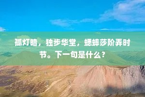 孤灯暗，独步华堂，蟋蟀莎阶弄时节。下一句是什么？