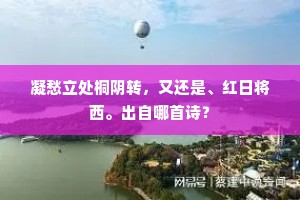 凝愁立处桐阴转，又还是、红日将西。出自哪首诗？