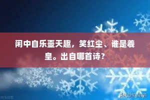 闲中自乐壶天趣，笑红尘、谁是羲皇。出自哪首诗？