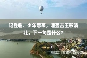 记登临、少年思豪，唾壶击玉歌清壮。下一句是什么？
