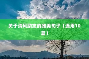关于清风励志的唯美句子（通用10篇）