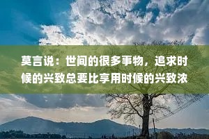 莫言说：世间的很多事物，追求时候的兴致总要比享用时候的兴致浓烈