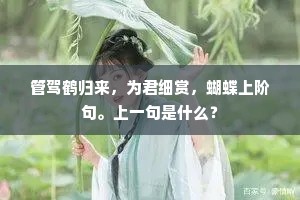 管驾鹤归来，为君细赏，蝴蝶上阶句。上一句是什么？