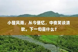 小窗风雨，从今便忆，中夜笑谈清软。下一句是什么？