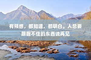 有预感，都知道，都明白。人总要跟握不住的东西说再见