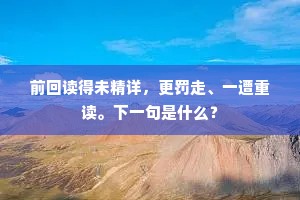 前回读得未精详，更罚走、一遭重读。下一句是什么？