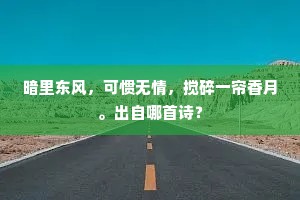 暗里东风，可惯无情，搅碎一帘香月。出自哪首诗？