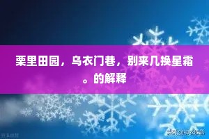 栗里田园，乌衣门巷，别来几换星霜。的解释