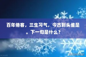 百年倦客，三生习气，今古到头谁是。下一句是什么？