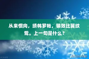 从来惯向，绣帏罗帐，镇效比翼纹鸳。上一句是什么？