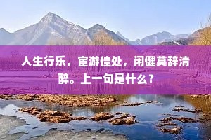 人生行乐，宦游佳处，闲健莫辞清醉。上一句是什么？