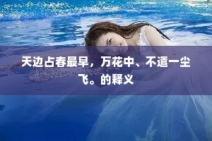 天边占春最早，万花中、不遣一尘飞。的释义