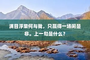 满目浮荣何与我，只赢得一场闲是非。上一句是什么？