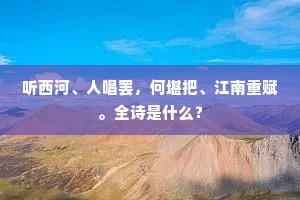 听西河、人唱罢，何堪把、江南重赋。全诗是什么？