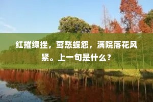 红摧绿挫，莺愁蝶怨，满院落花风紧。上一句是什么？