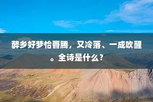 醉乡好梦恰瞢腾，又冷落、一成吹醒。全诗是什么？