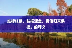 姓标红纸，帖报泥金，喜信归来俱捷。的释义