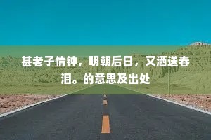 甚老子情钟，明朝后日，又洒送春泪。的意思及出处