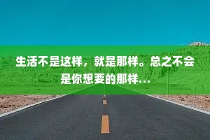 生活不是这样，就是那样。总之不会是你想要的那样…