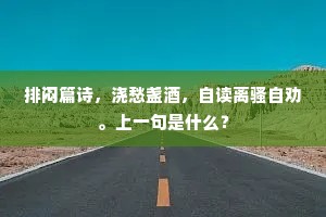 排闷篇诗，浇愁盏酒，自读离骚自劝。上一句是什么？