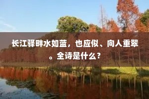 长江驿畔水如蓝，也应似、向人重翠。全诗是什么？