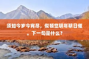 须知今岁今宵尽，似顿觉明年明日催。下一句是什么？