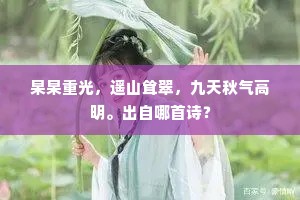 杲杲重光，遥山耸翠，九天秋气高明。出自哪首诗？