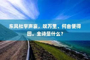 东风杜宇声哀，叹万里、何由便得回。全诗是什么？