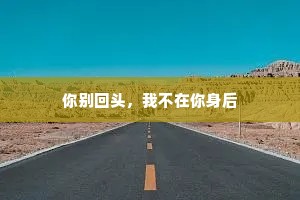 你别回头，我不在你身后