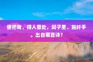 便把我、得人意处，闵子里、施纤手。出自哪首诗？