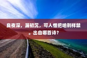 良夜深，漏初沉，可人憎把咱别样禁。出自哪首诗？