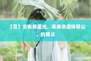 ［旦］念妾非孟光，奉亲命遣侍明公。的释义